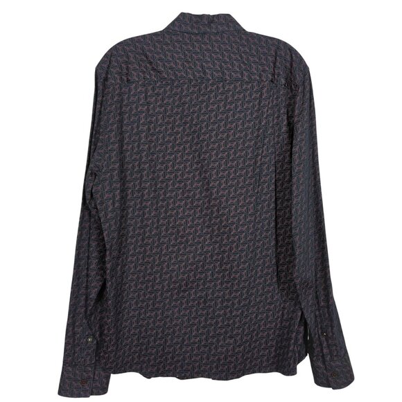 Ted Baker London Men’s Shirt 4 Sz L Blue Pink Matlock Moth print Button Front - Picture 2 of 15